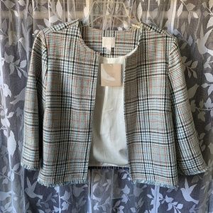 14th & Union 3/4 Length Sleeve Plaid Boxy Jacket
